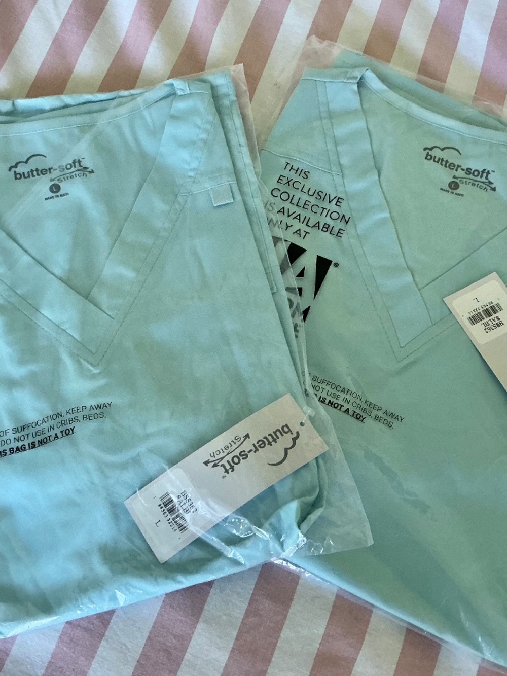 2 NWT Buttersoft Stretch Scrubs Tops Women’s Size Large